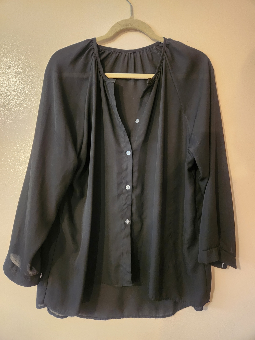 Lot OF 2 Black Button-Front Women's Blouse SIZE L/XL